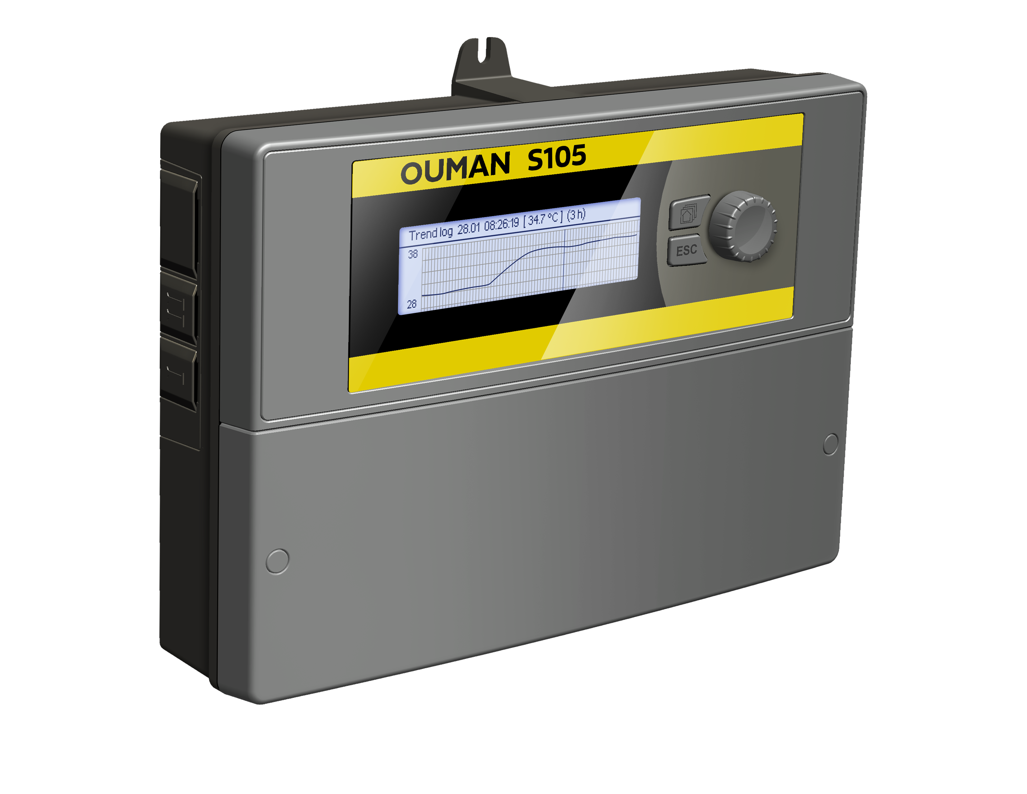 Ouman S105 ventilation controller with display and rotary control interface.